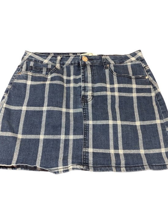 Indigo Rein Dresses & Skirts - Indigo Rein Blue and Cream Plaid Denim Mini Skirt